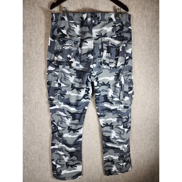 LA GATE Men's 100% Cotton Gray Cargo Camo Tactical Large Pockets Pants Sz 38x30 - Picture 5 of 11